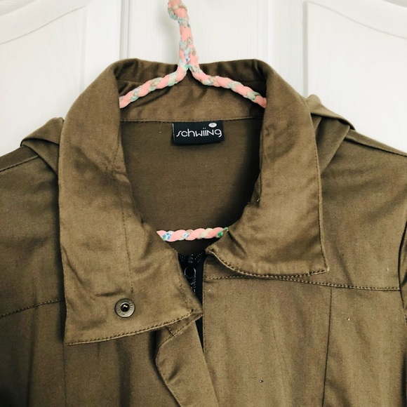 Schwiing hooded khaki green fall jacket - Picture 3 of 11